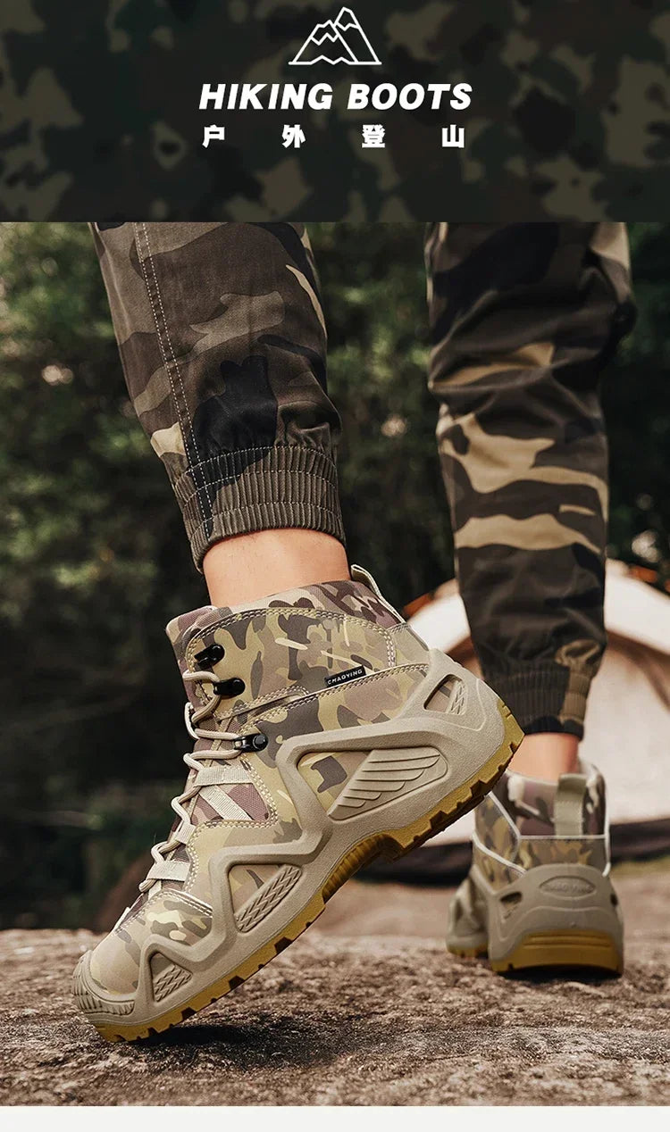 Botas Hombre Entrenamiento 2025 - High-Top Outdoor Antideslizantes Casual Platform Sneakers Designer Desert Camuflaje Tactical