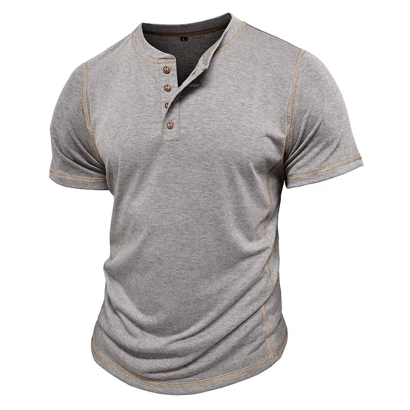 Camiseta Hombre Henry Neck Verano - Casual Alta Calidad Manga Corta Fashion Básica