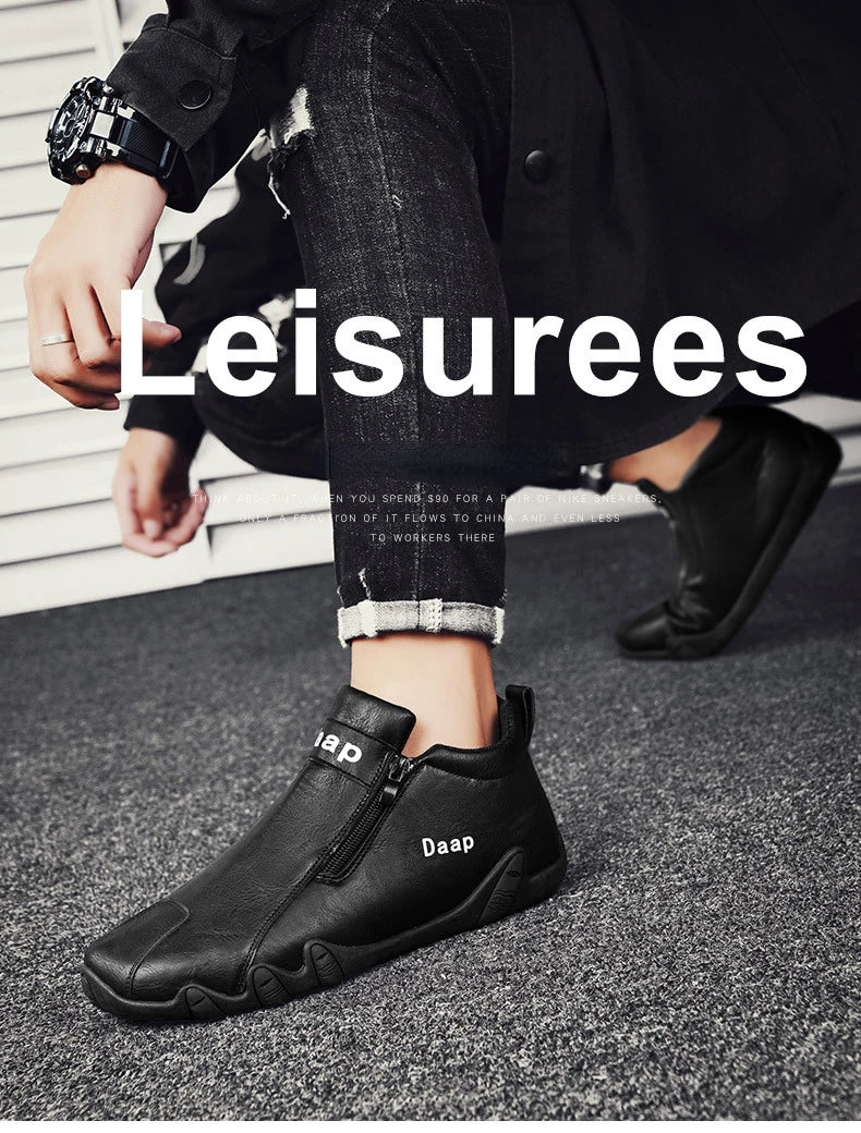 Botines Hombre Casual 2024 - Botas Tobillo Lujo Slip-On Ligeras Outdoor High Top