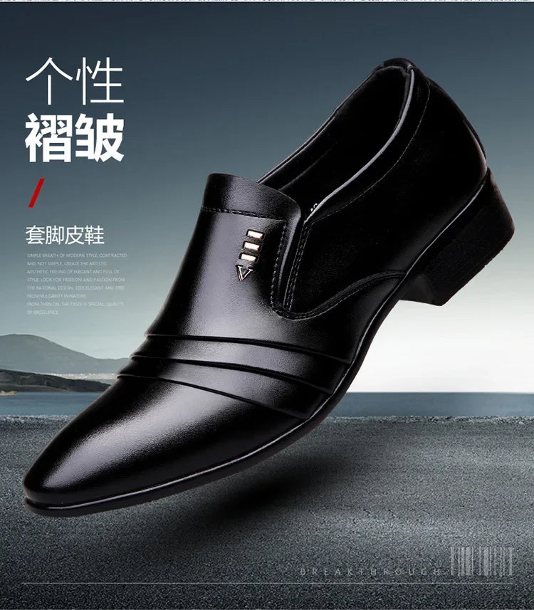 Zapatos Vestir Hombre Cuero PU Negro - Mocasines Oxford Punta Puntiaguda Boda Business