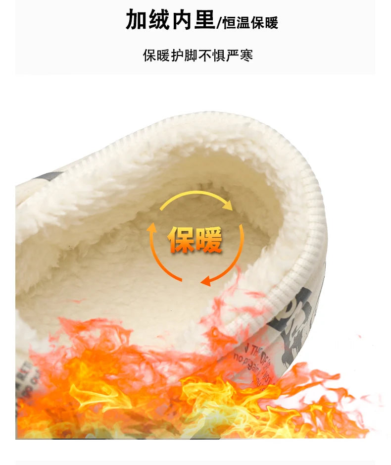 Pantuflas Hombre Invierno Algodón - Cálidas Antideslizantes Impermeables Talón