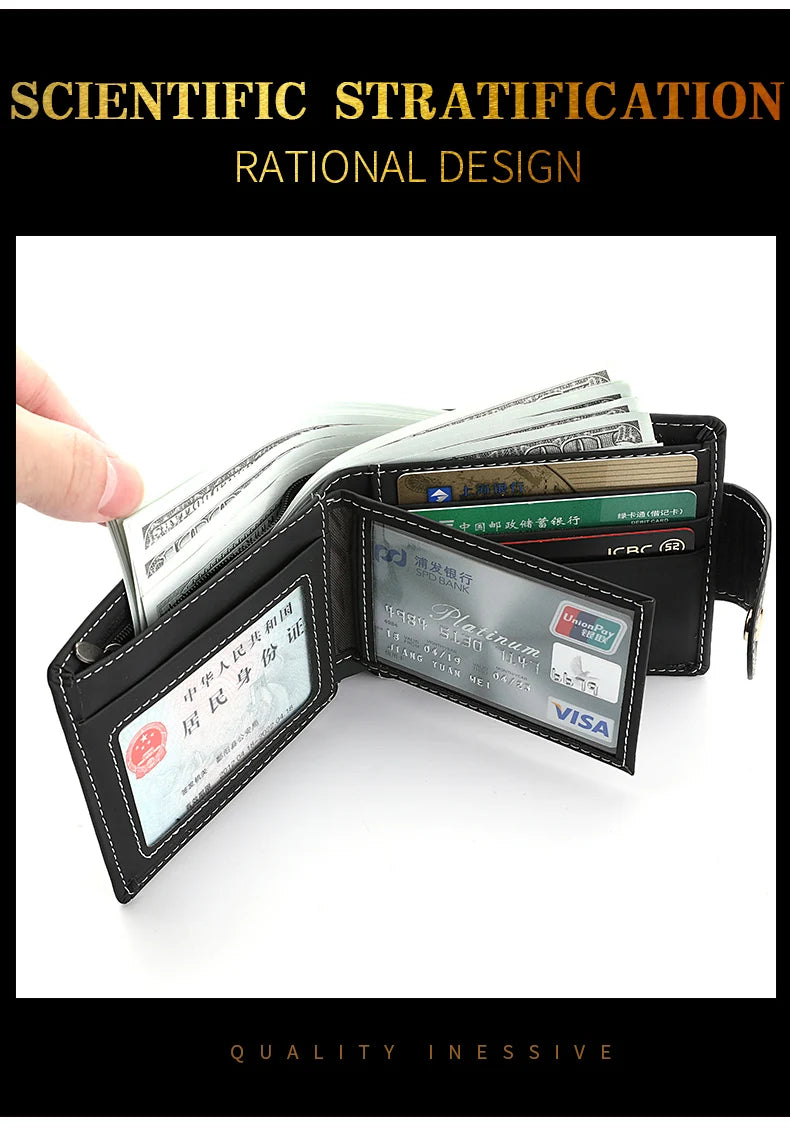 Cartera Hombre Corta Cuero PU - Billetera Plegable Tarjetero Águila