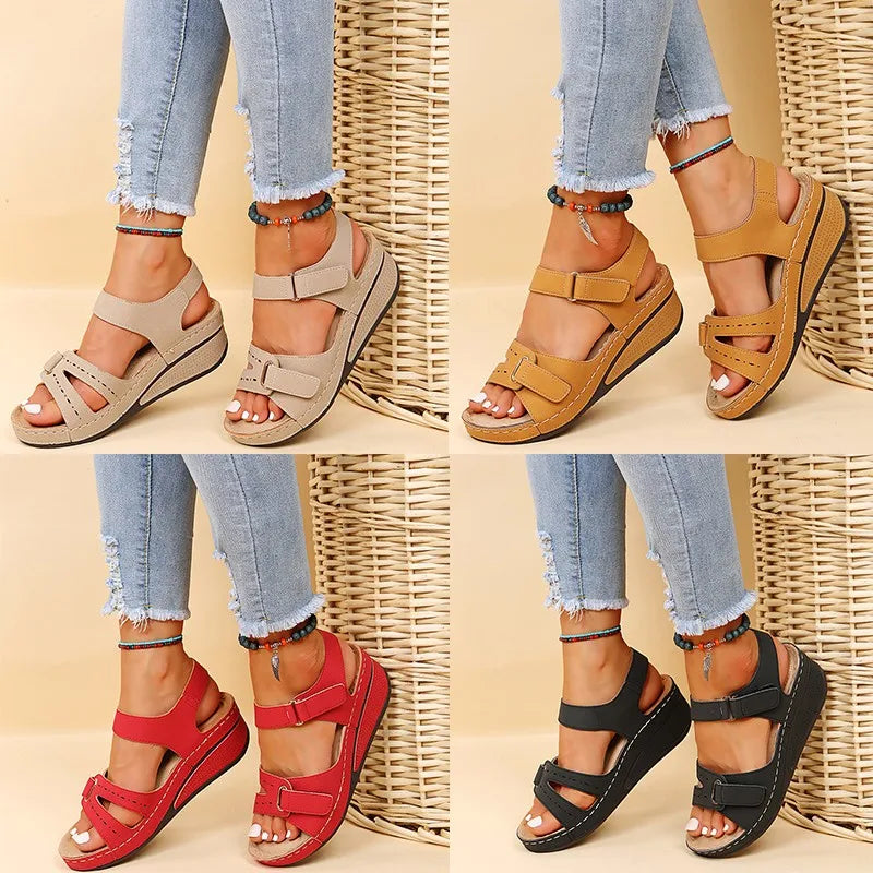 Sandalias Cuña Mujer Verano - Zapatos Plataforma Suela Suave Elegantes Tendencia