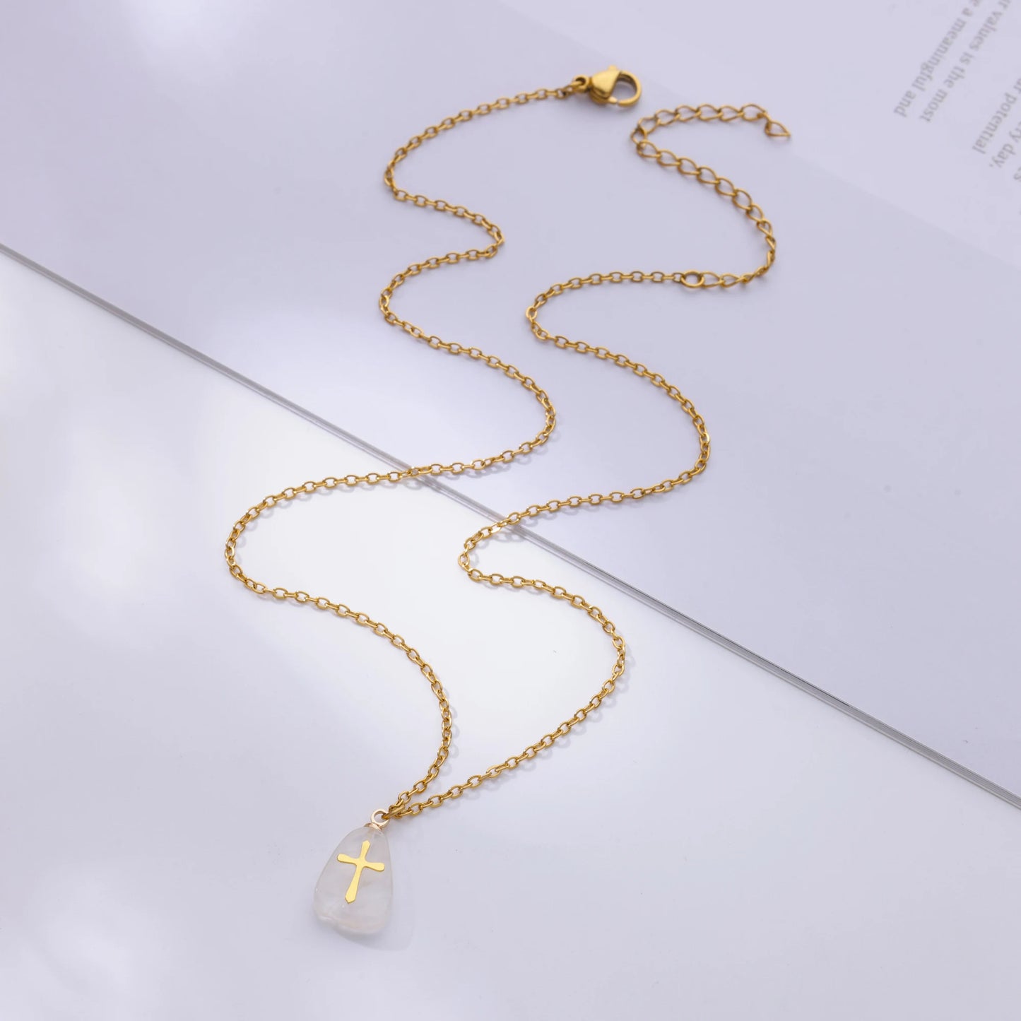 Collar Cruz Piedras Coloridas Mujer - Colgante Acero Inoxidable Dorado