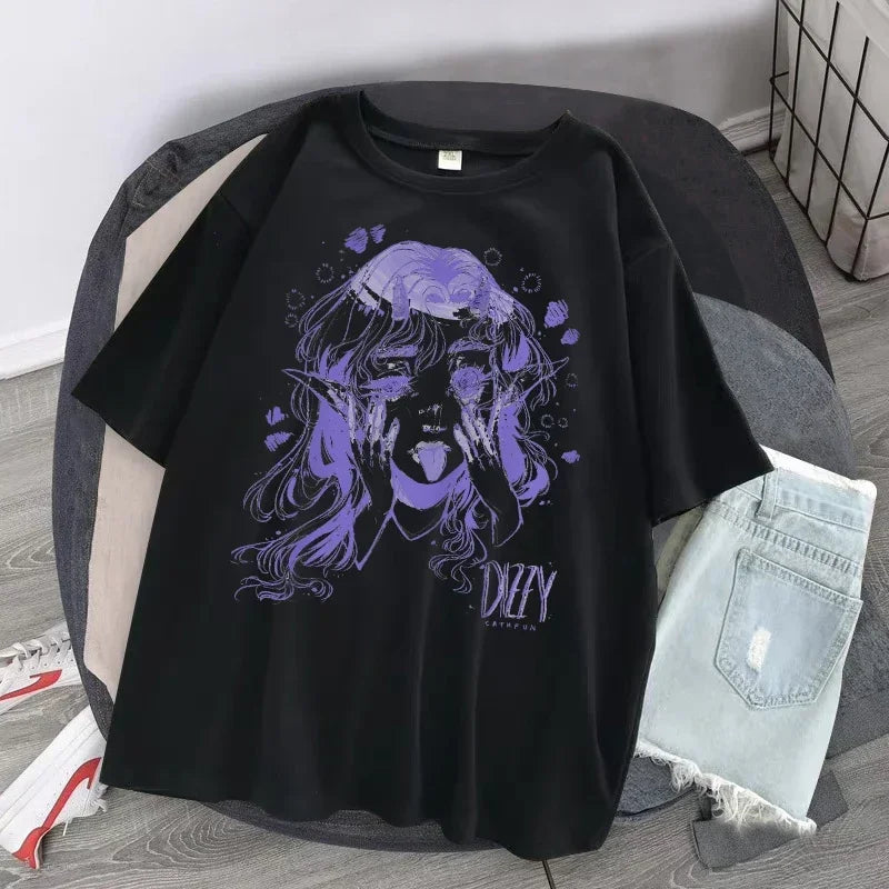 Camiseta Oversized Mujer Gótica - Top Harajuku Y2K Grunge