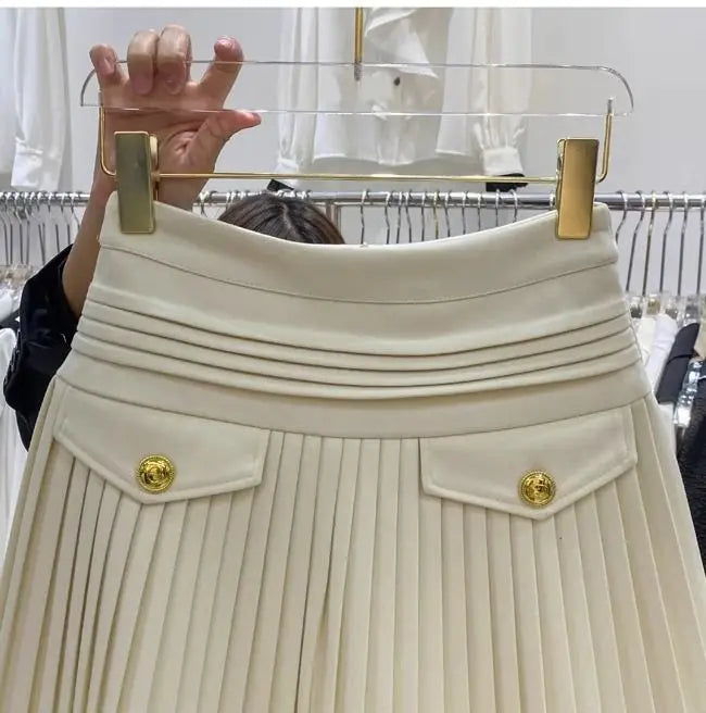 Falda Plisada Mujer Lana - Falda Mini Cintura Alta Otoño Elegante