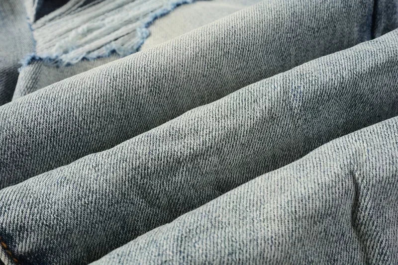 Vaqueros Hombre 2025 High Street Rotos - Jeans Skinny Desgastados Azul Cintura Baja Fashion
