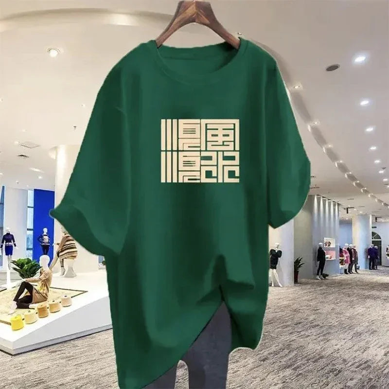 Camiseta Mujer Elegante Estilo Chino - Holgada Manga Corta M-6XL