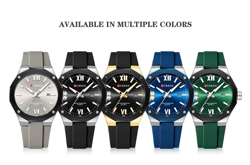 Reloj CURREN 8465 Nuevo 2025 - Cuarzo Silicona Luz Nocturna Casual Resistente al Agua