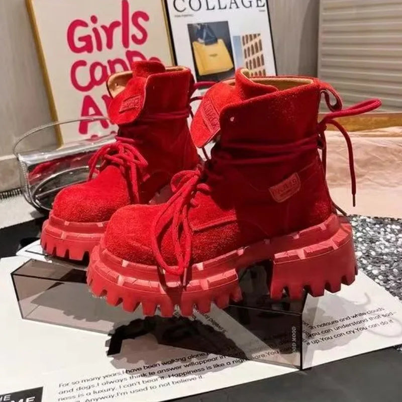 Botas Tobillo Mujer 2025 Plataforma - Chunky Ante Sneakers Deportivas Invierno