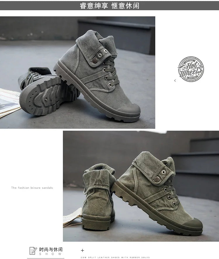 Botines Hombre Outdoor Canvas - Botas Casual Transpirables Cordones