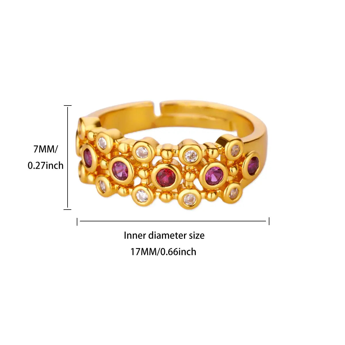 Anillo Circonita Arcoíris Mujer - Acero Inoxidable Dorado Boda 2025