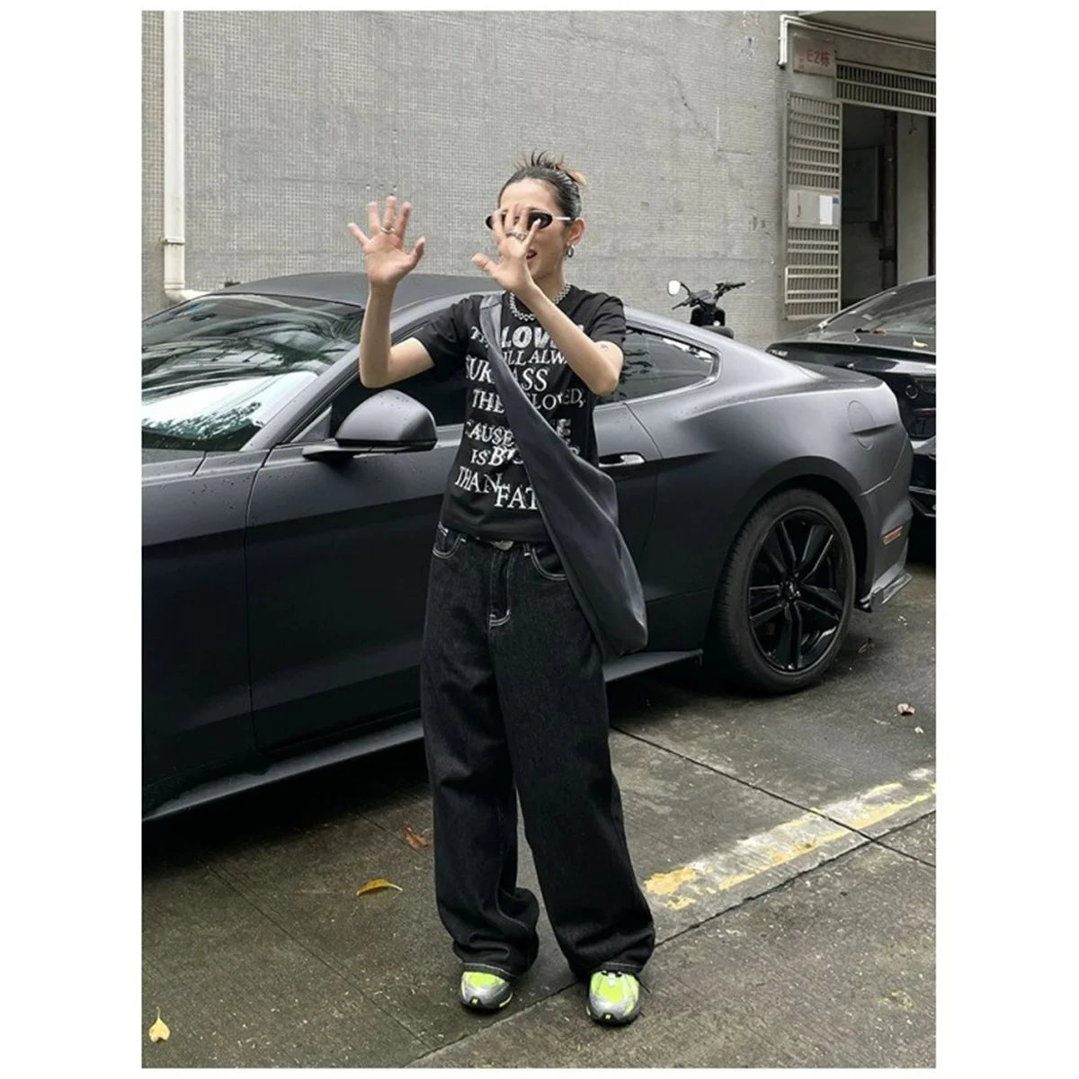 Jeans Negros Mujer Bordados - Pantalón Denim Vintage Gótico