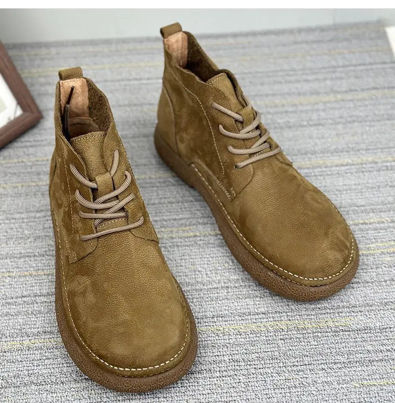 Botas Hombre Fashion High-Top - Casual Cómodas Clásicas Estilo Británico Cuero Outdoor