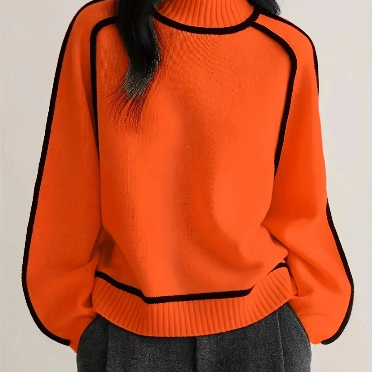 Suéter Mujer Cuello Alto Patchwork - Jersey Holgado Invierno