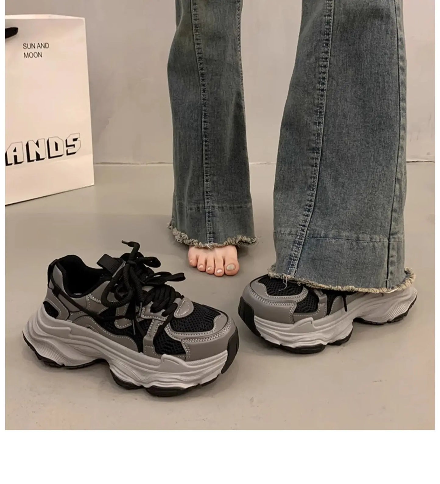 Sneakers Chunky Plataforma Mujer Primavera - Zapatillas Mesh Transpirables Antideslizantes