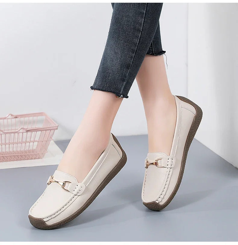 Zapatos Piel Mujer Moccasins - Loafers Designer Slip-On Planos Talla Grande