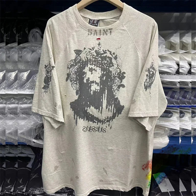 Camiseta Graffiti Saint Retro - Hombre Mujer Vintage Washed