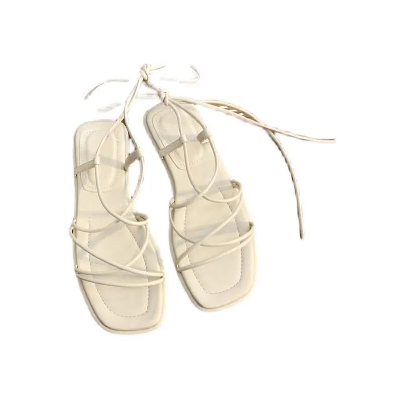 Sandalias Playa Mujer Planas Verano 2024 - Zapatos Casual Sexy Cross-Tie