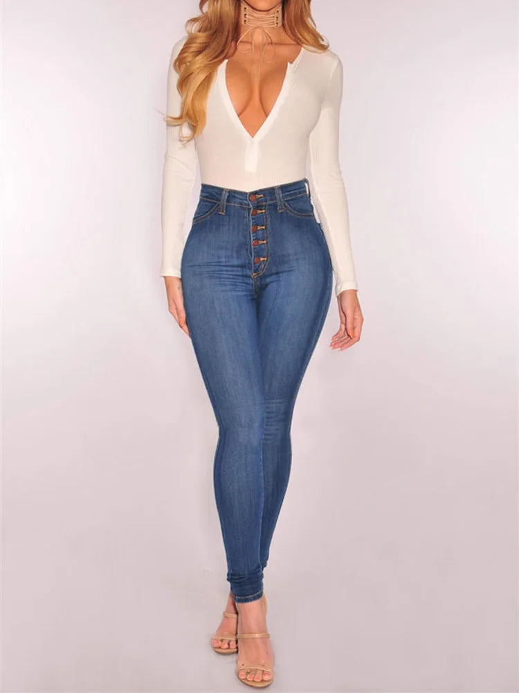 Jeans Skinny Mujer Cintura Alta - Pantalón Elástico Vintage
