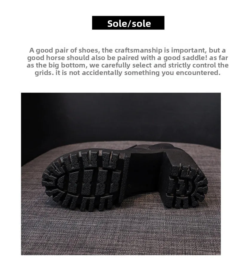 Botas Mujer Alta Calidad Casual - Suela Gruesa Tacón Alto Negro Trabajo