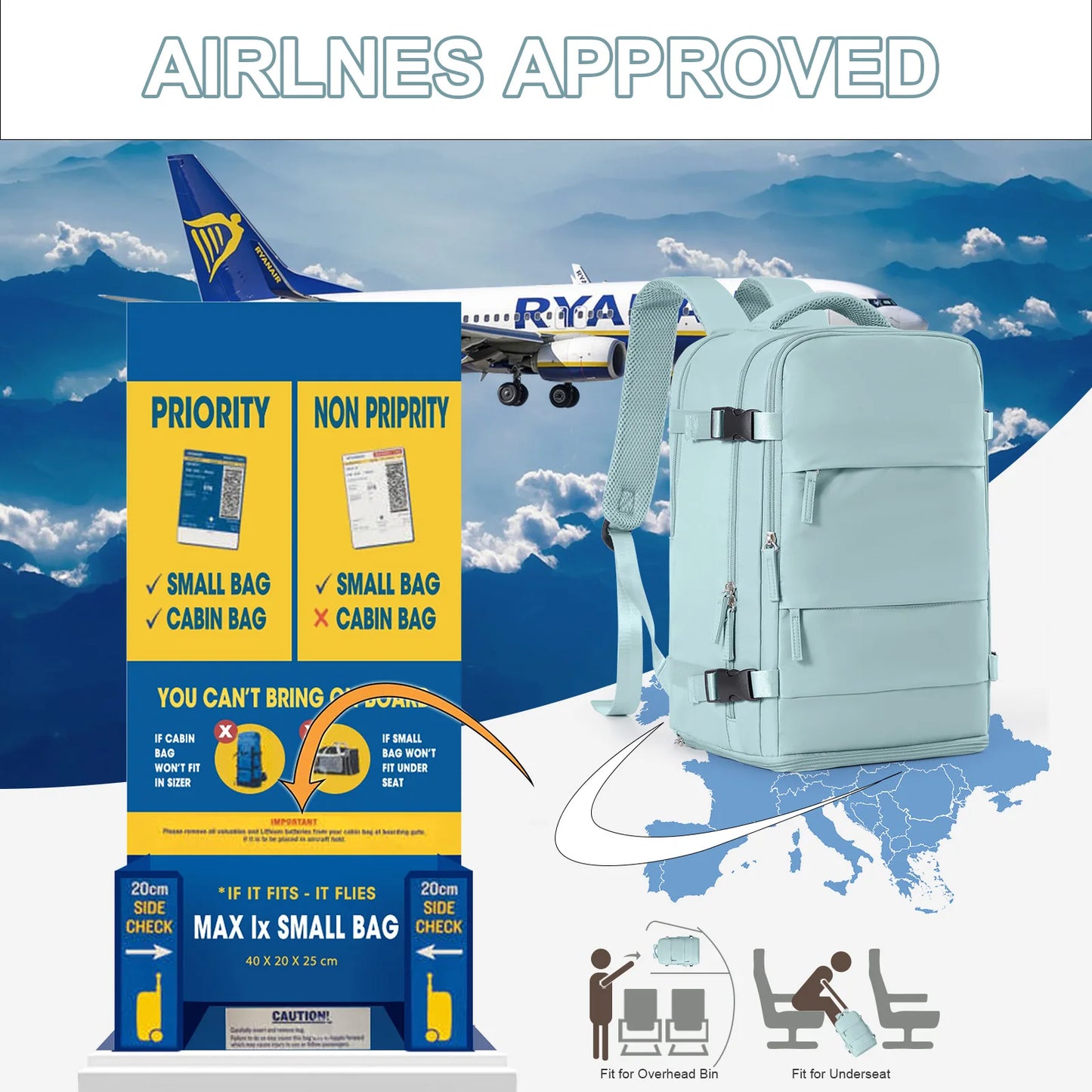 Mochila Equipaje Mano Unisex Portátil - Business Universidad Viaje Impermeable 40x20x25