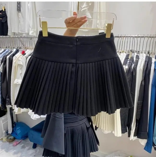 Falda Plisada Mujer Lana - Falda Mini Cintura Alta Otoño Elegante