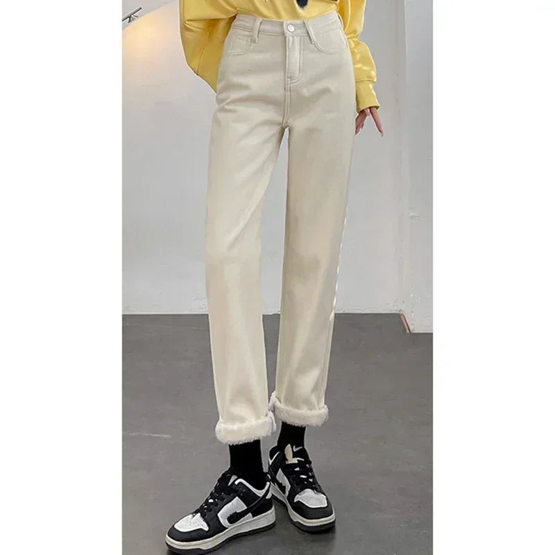 Vaqueros Mujer Forro Polar Invierno - Jeans Térmicos Cintura Alta