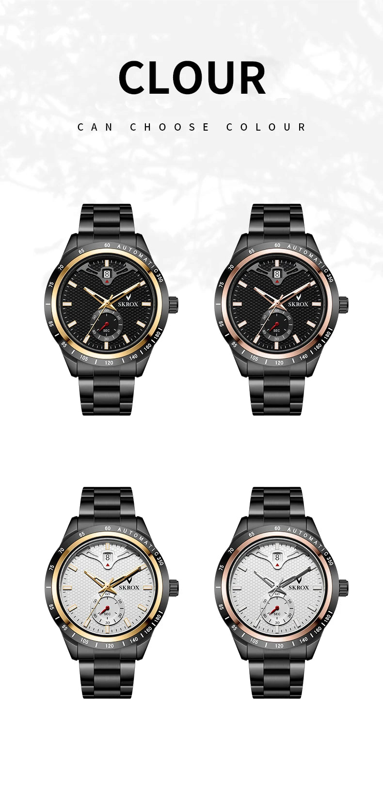 Reloj SKROX Automático Mecánico - Zafiro Acero Inoxidable Military Resistente al Agua