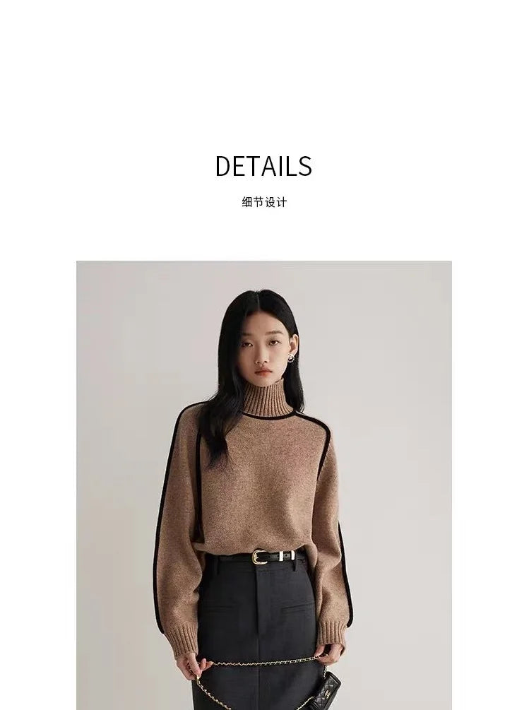 Suéter Mujer Cuello Alto Patchwork - Jersey Holgado Invierno