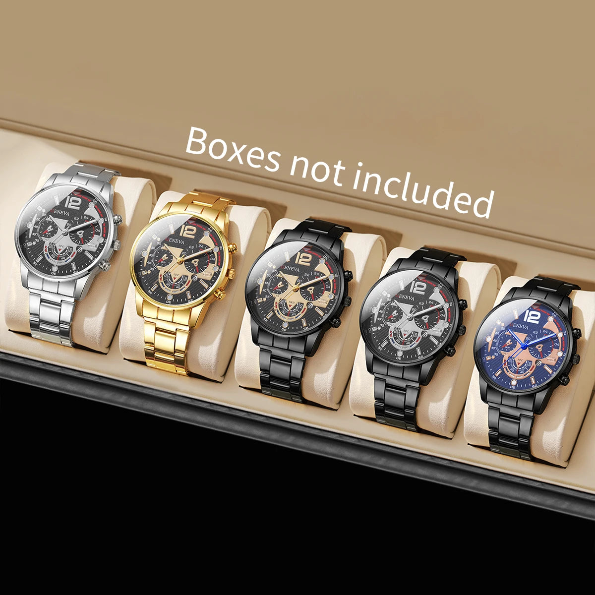 Set 3 Relojes de Cuarzo para Hombre - Pack Business Luxury Resistente al Agua