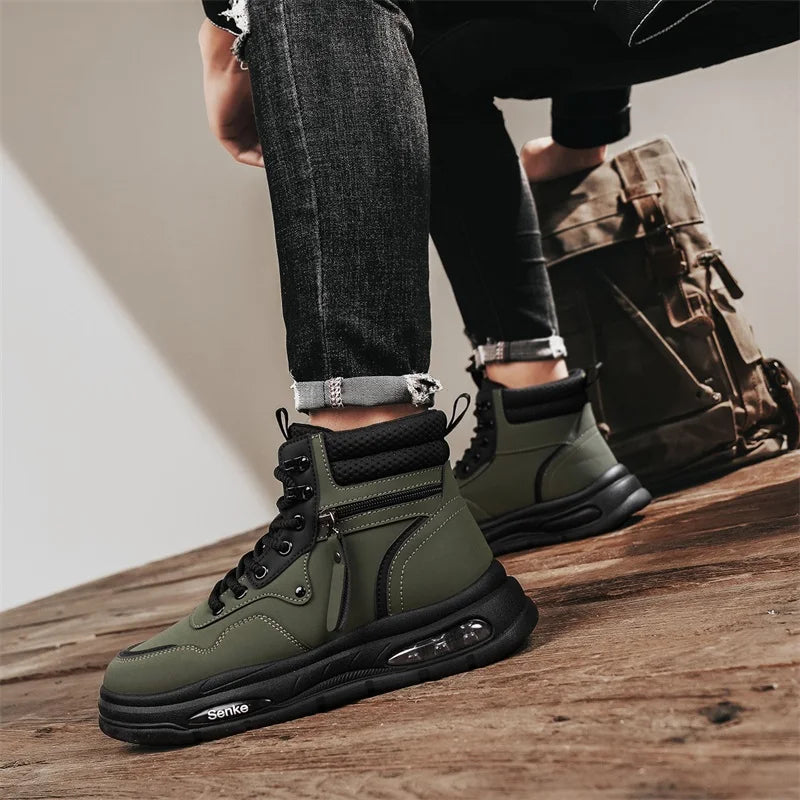 Botas Hombre Tobillo Invierno - Casual Cowboy Combat Tactical Motocicleta Cuero Chelsea Trabajo Outdoor Senderismo Luxury Designer