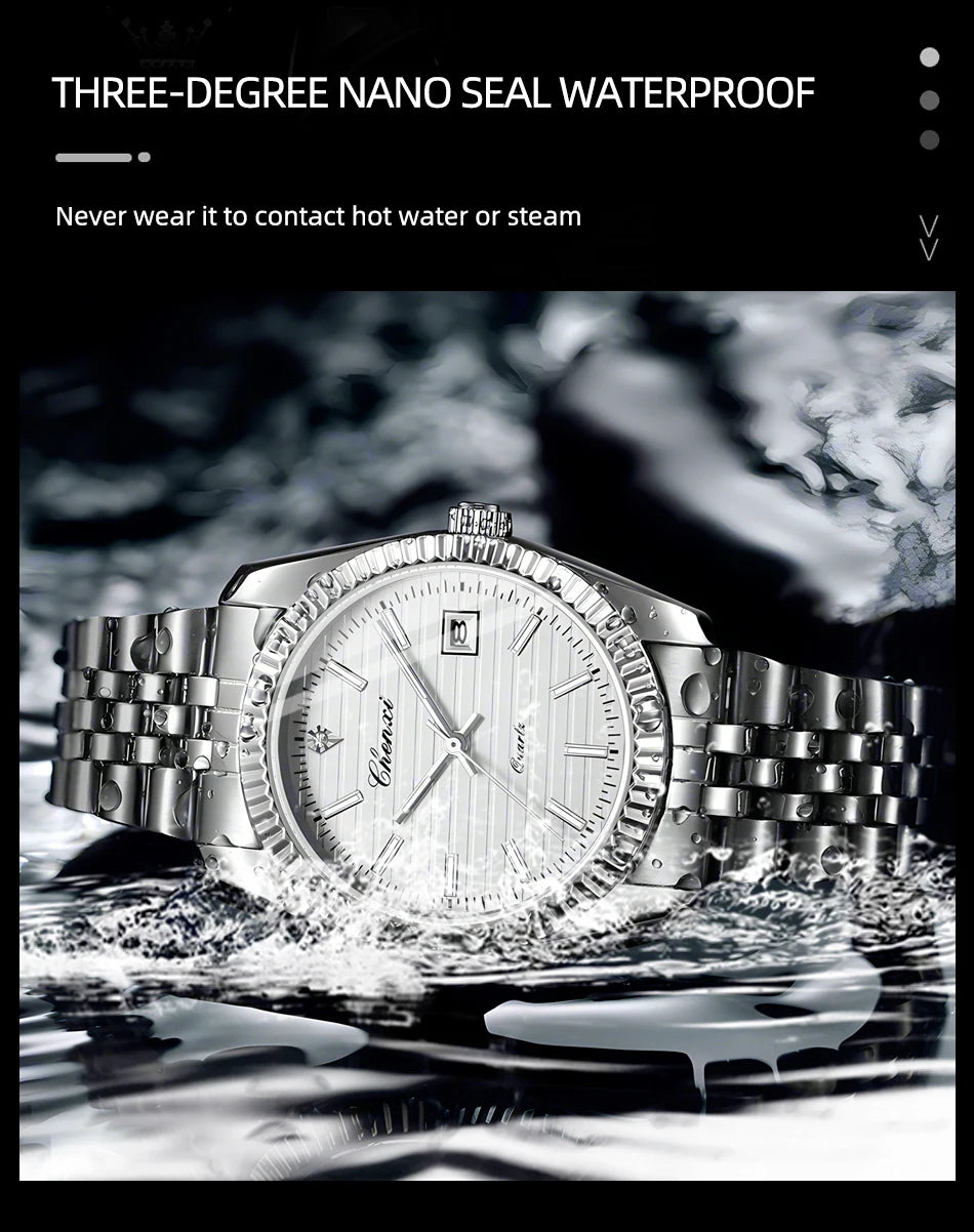 Reloj CHENXI 004D Hombre - Cuarzo Resistente al Agua con Calendario Luminoso