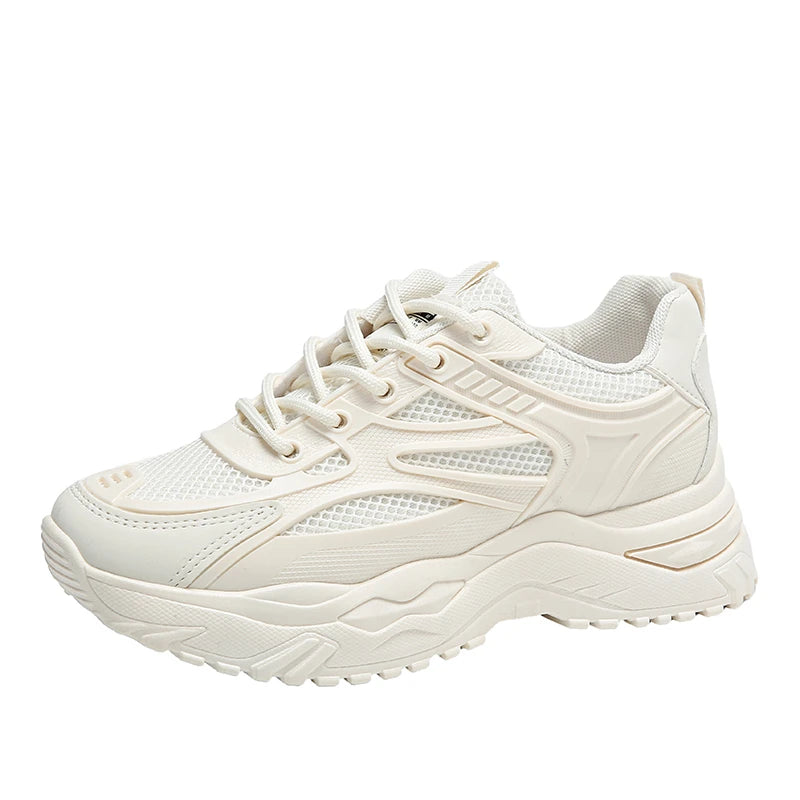 Sneakers Chunky Blancos Mujer 2024 - Zapatillas Piel Plataforma Gruesa