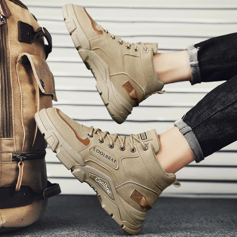 Botas Hombre Altas Plataforma - Casual Antideslizantes Cómodas Senderismo Outdoor Trabajo Cordones Tobillo