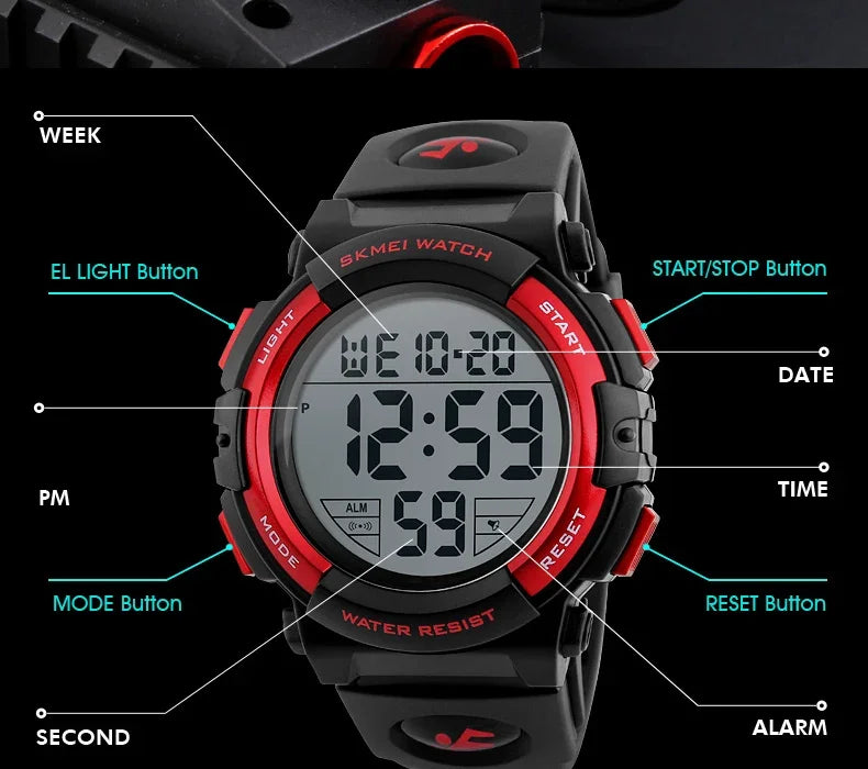 Reloj Deportivo Hombre SKMEI 1258 Digital - Multifunción Militar 5ATM Resistente al Agua Outdoor
