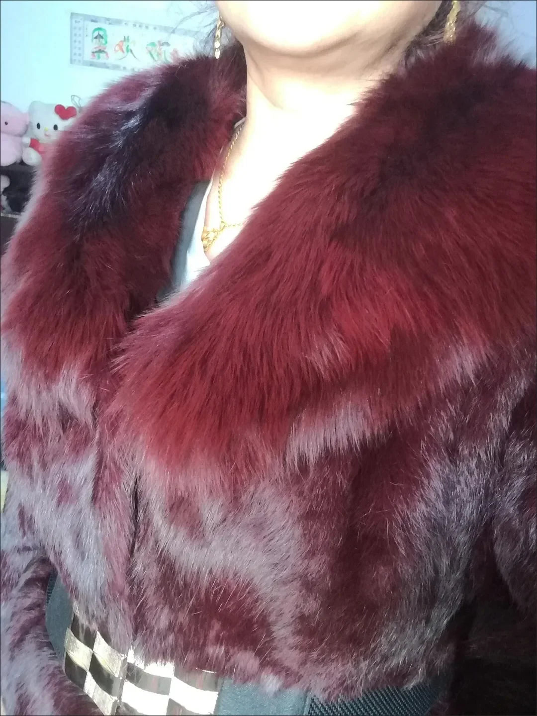 Abrigo Piel Conejo Rex Mujer - Abrigo Largo Cuello Zorro Fashion Invierno