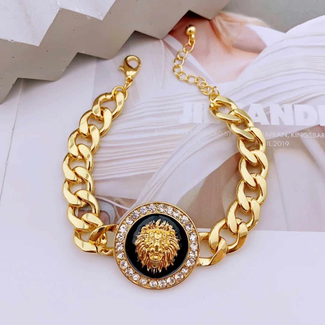 Pulsera Cabeza León Trenzada Unisex - Aleación Premium