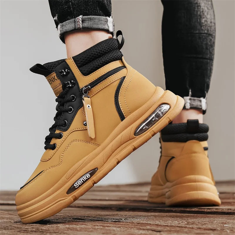 Botas Hombre Tobillo Invierno - Casual Cowboy Combat Tactical Motocicleta Cuero Chelsea Trabajo Outdoor Senderismo Luxury Designer