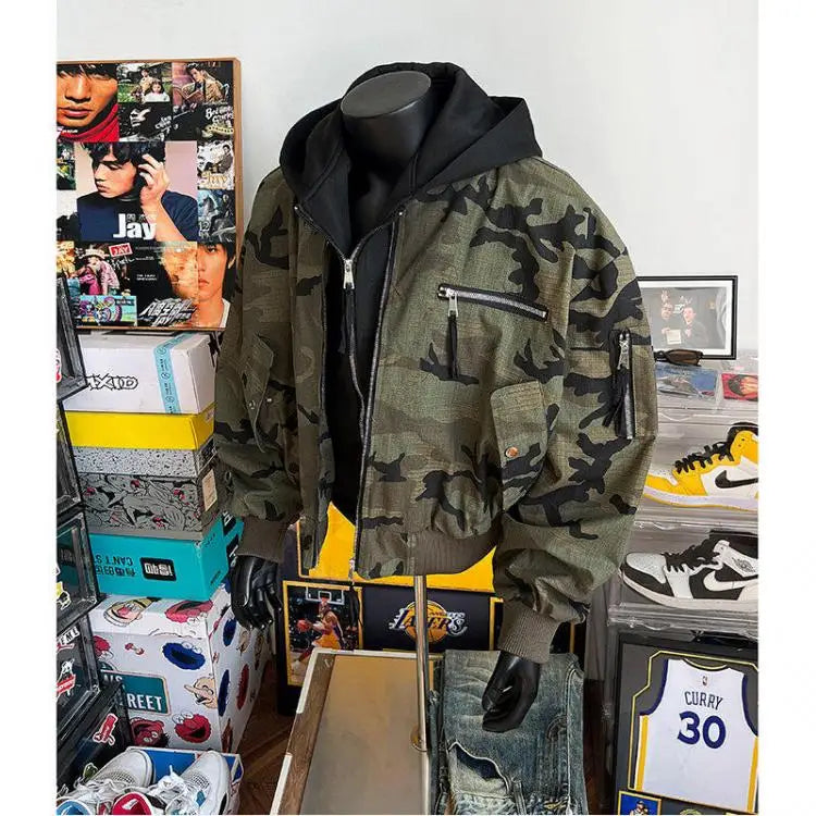 Chaqueta Bomber Camuflaje Americana Retro - Jacket Cortavientos Hombre