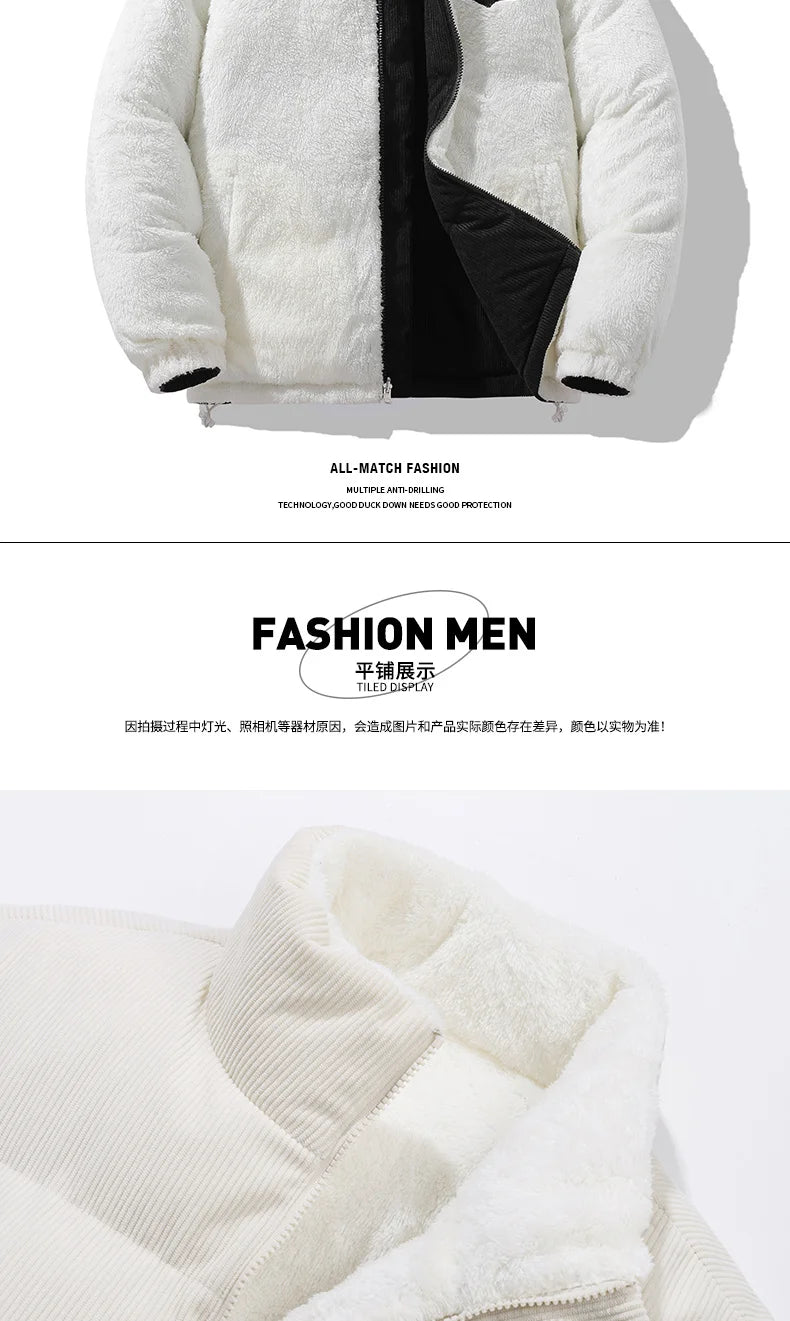 Chaqueta Hombre Invierno Pana Cordero - Parka Denim Outdoor Cálida Holgada