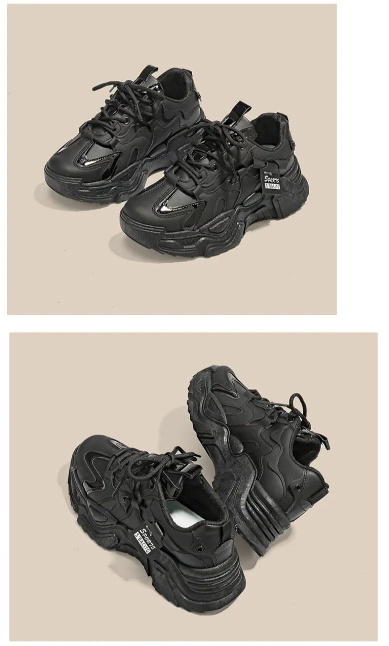 Sneakers Chunky Piel Mujer 2025 - Zapatillas Luxury Running Vulcanizadas