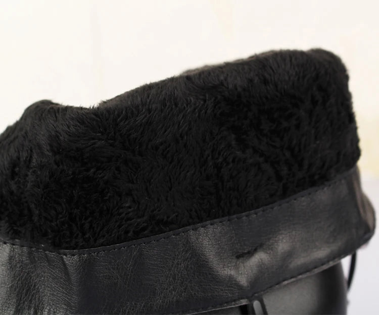 Botas Hombre Cuero Natural Negras - Casual Otoño Invierno Cowboy Platform Business Oficina Tobillo