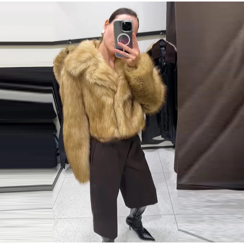 Chaqueta Piel Mujer Elegante - Chaqueta Cuello Alto Holgada 2025