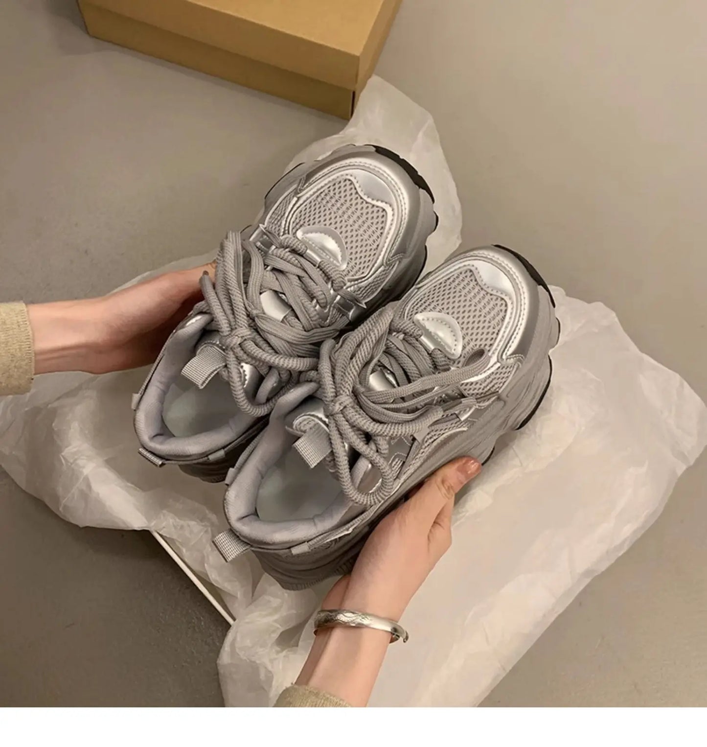 Sneakers Chunky Plataforma Mujer Primavera - Zapatillas Mesh Transpirables Antideslizantes