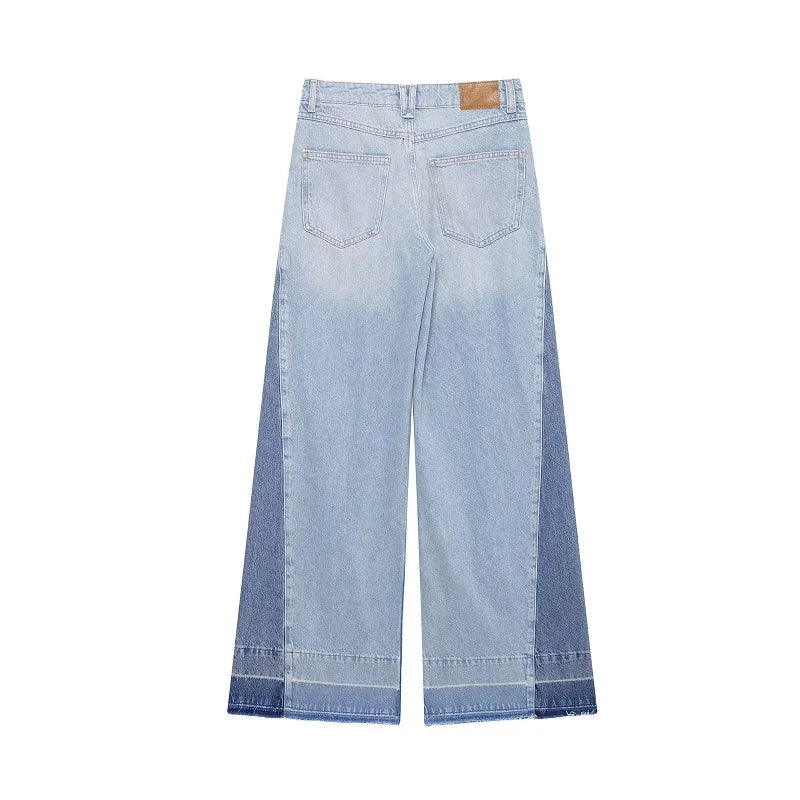 Jeans Baggy Mujer Pierna Ancha - Pantalón Denim Cintura Alta Azul