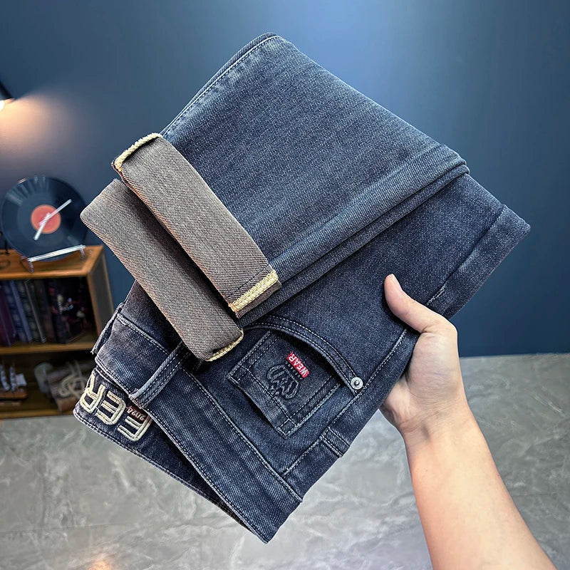 Vaqueros Hombre 2025 Sueltos Elásticos - Jeans Rectos Casuales Versátiles Todo el Año