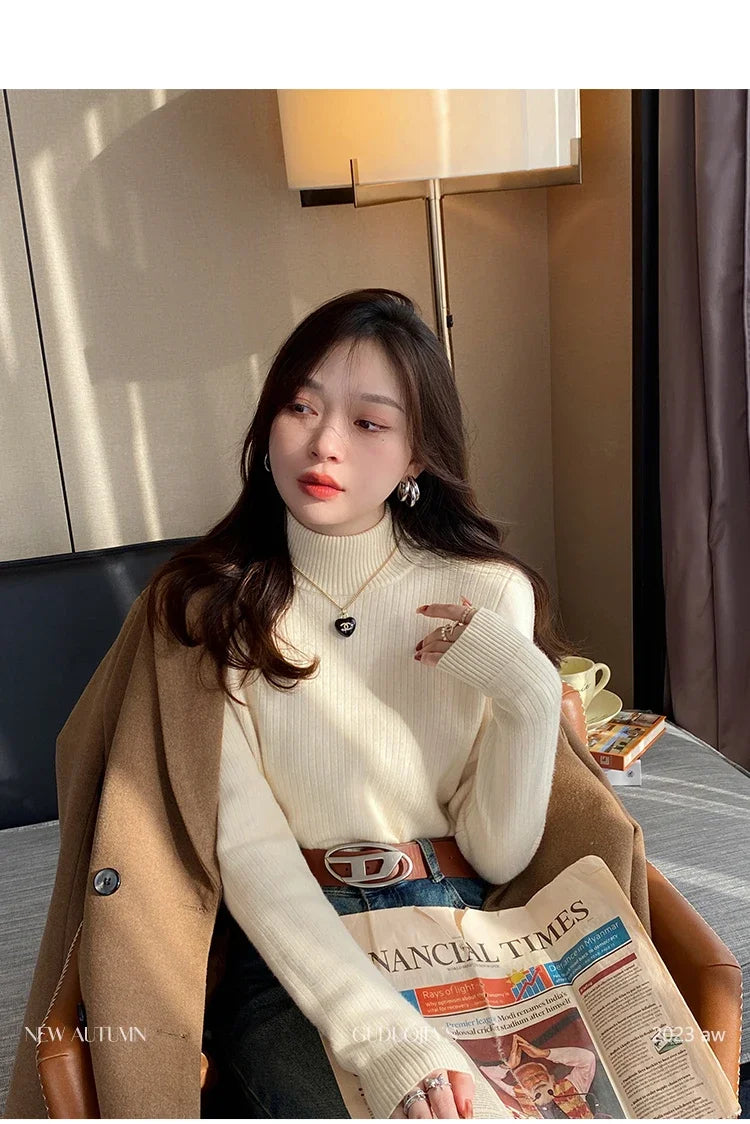 Suéter Mujer Térmico Forro Terciopelo - Jersey Cuello Alto Invierno