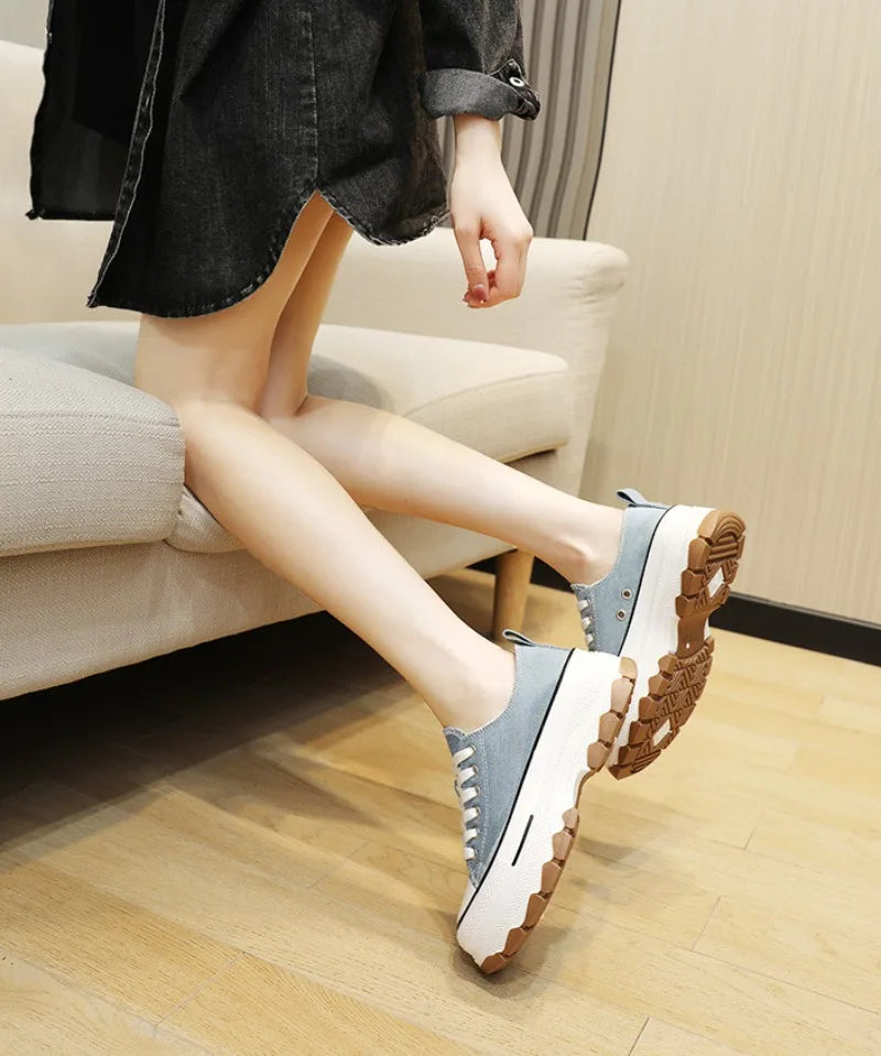 Zapatos Canvas Designer Mujer Verano - Sneakers Plataforma Alta Fashion
