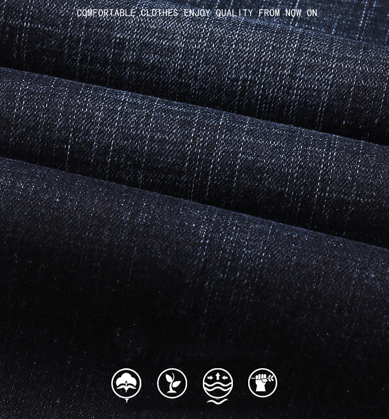 Vaqueros Hombre Business Stretch Slim - Jeans Casuales Clásicos Negro Azul